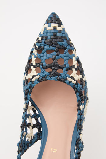 Slingback Azzurro+off White Donna - 6