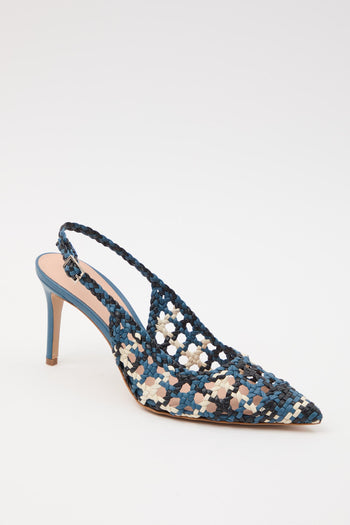 Slingback Azzurro+off White Donna - 8