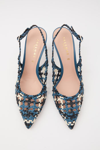 Slingback Azzurro+off White Donna - 9