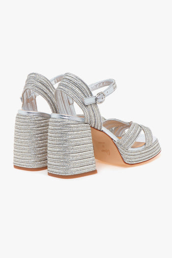 Sandalo Valle in tessuto laminato intrecciato e tacco 100 mm - 3