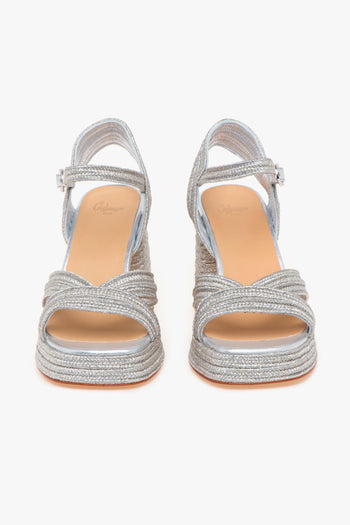 Sandalo Valle in tessuto laminato intrecciato e tacco 100 mm - 5