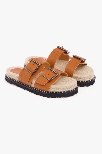 , ciabatta "Ter" in pelle con doppia fascia regolabile - 2