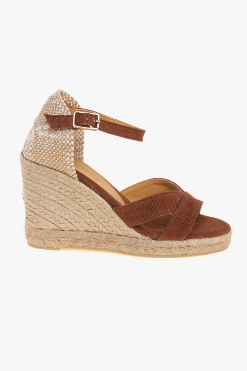 Sandalo espadrilla BRUNA/8 in canvas con zeppa in corda