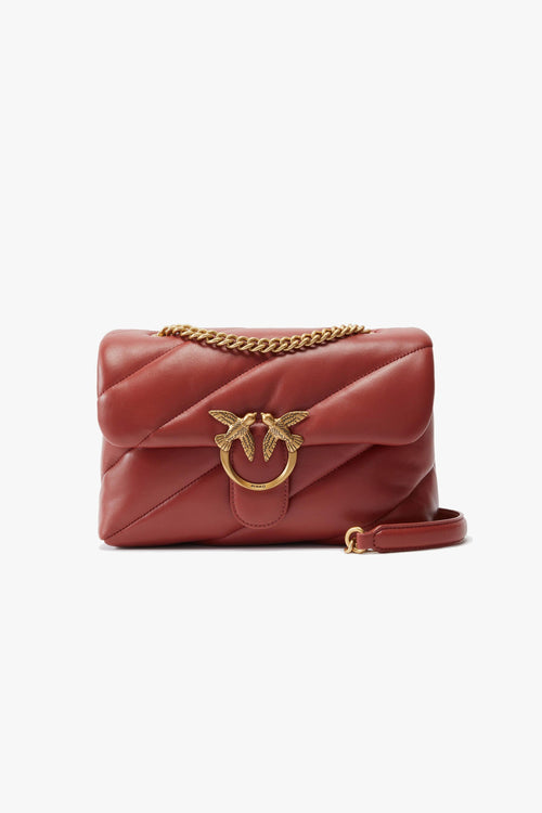 Borsa a spalla Classic Love Bag Puff Maxi Quilt in pelle OCRA ROSSO - ANT. GOLD