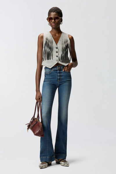 Jeans cinque tasche in denim scuro flare-fit
