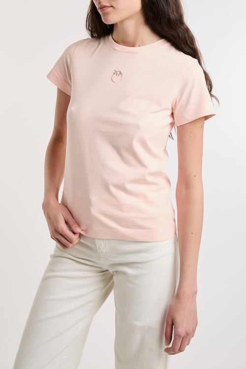 T-shirt in cotone con logo ricamato