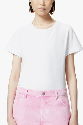 T-shirt in cotone con logo ricamato - 2