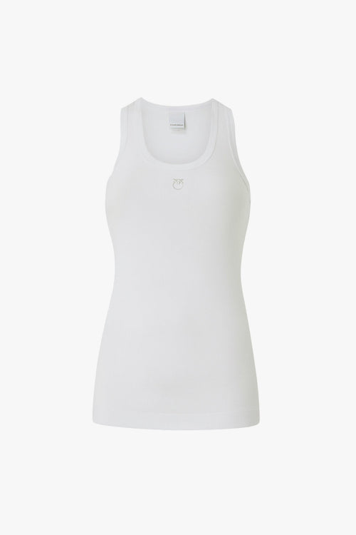 Top/canotta a costine con logo Love Birds