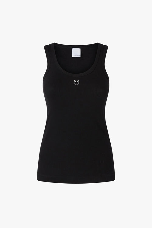 Top/canotta a costine con logo Love Birds