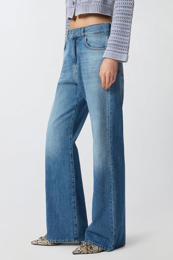 Jeans cinque tasche wide leg con scoloriture - 2