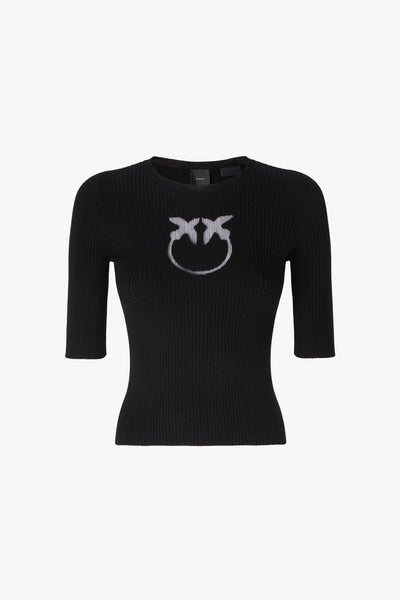 Maglia a costine logo Love Birds in trasparenza