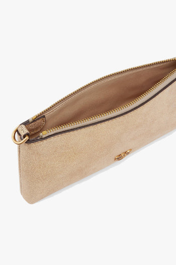 Borsa a mano Mini Flat Bag in pelle scamosciata glitterata - 4