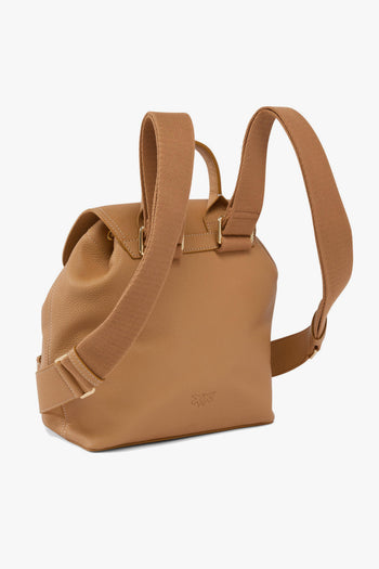 Zainetto in pelle bottalata con tasche e maxi logo ricamato - 2