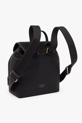 Zainetto in pelle bottalata con tasche e maxi logo ricamato - 2