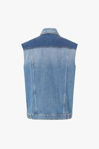 Gilet in denim con mini borchie - 3