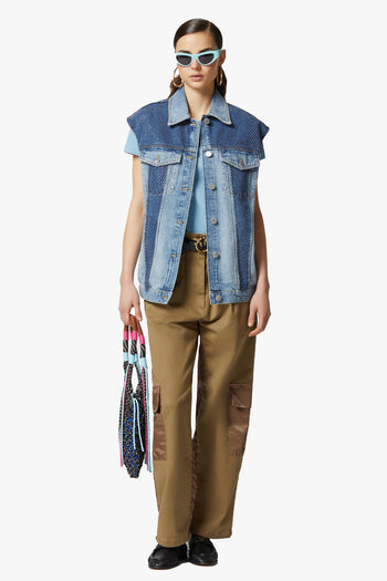 Gilet in denim con mini borchie - 4