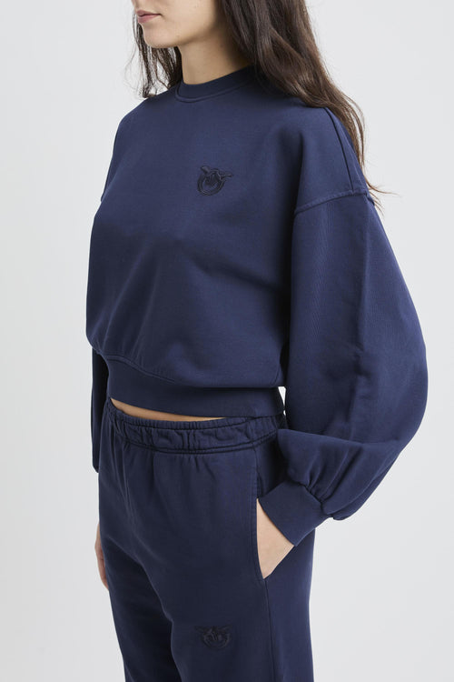 Felpa in cotone con ricamo Love Birds