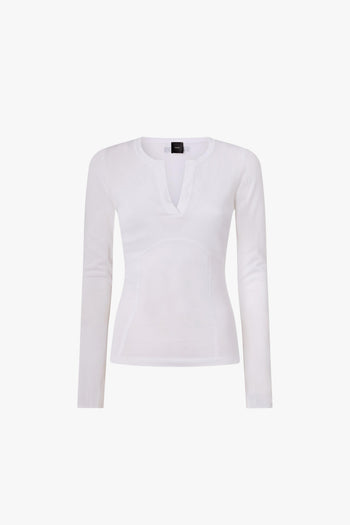 Maglia in misto viscosa con girocollo aperto a V - 4
