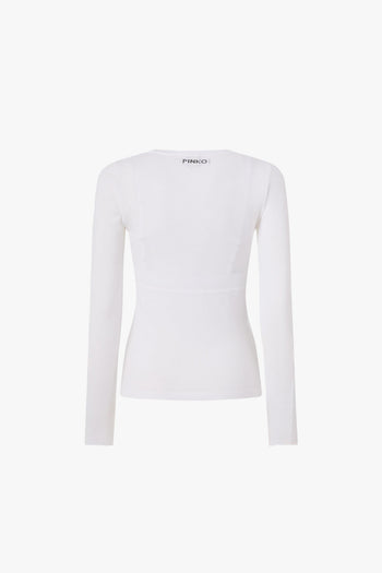 Maglia in misto viscosa con girocollo aperto a V - 5