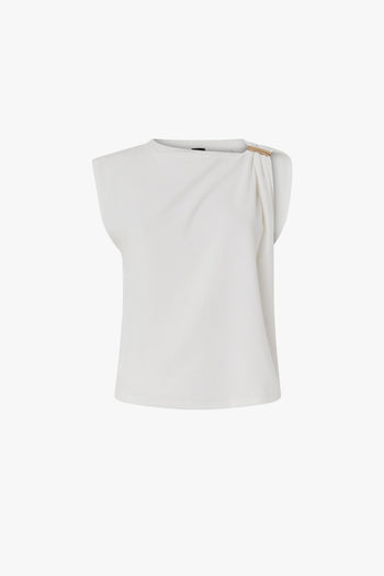 Top in cotone con applicazione in metallo dorato - 4
