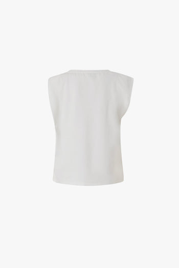 Top in cotone con applicazione in metallo dorato - 5