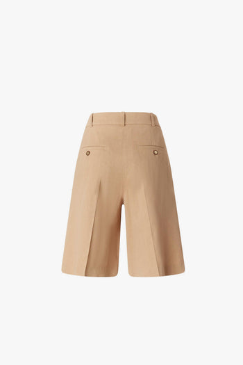 Bermuda in lino e viscosa stretch con piega stirata - 6