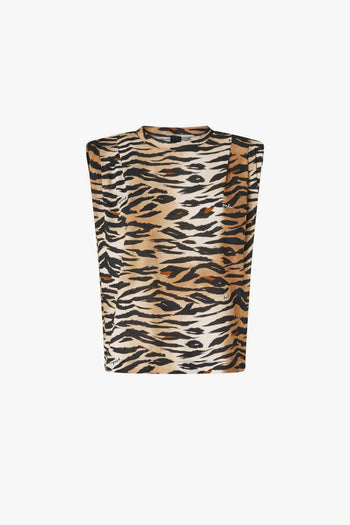 Maglia smanicata in cotone con stampa tigrata - 4