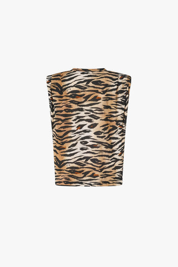 Maglia smanicata in cotone con stampa tigrata - 5