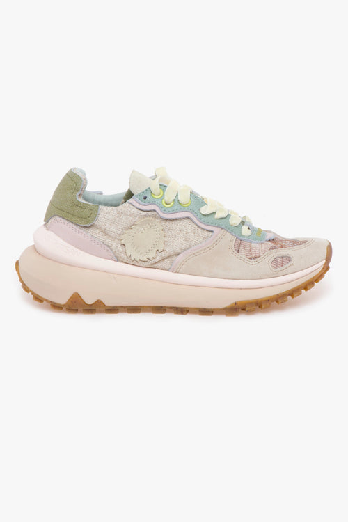 Sneaker Chacrona Metta Lino Whitewisp in camoscio e lino ricamato