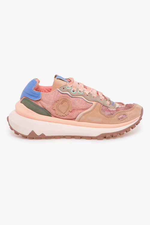 Sneaker Chacrona Metta Lino Whitewisp in camoscio e lino ricamato