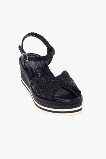 Sandalo in pelle intrecciata con zeppa - 4