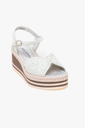 Sandalo in pelle intrecciata con zeppa - 4