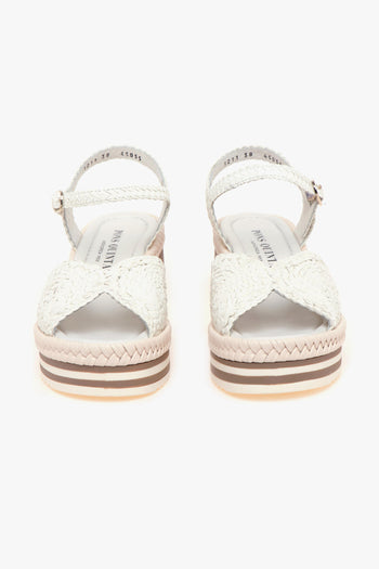 Sandalo in pelle intrecciata con zeppa - 5