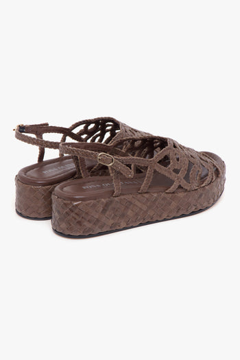 Sandalo in pelle intrecciata con platform - 3