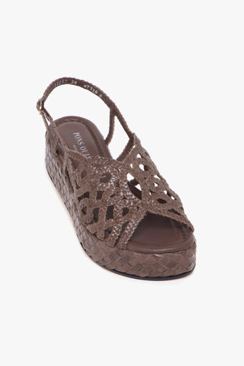 Sandalo in pelle intrecciata con platform - 4