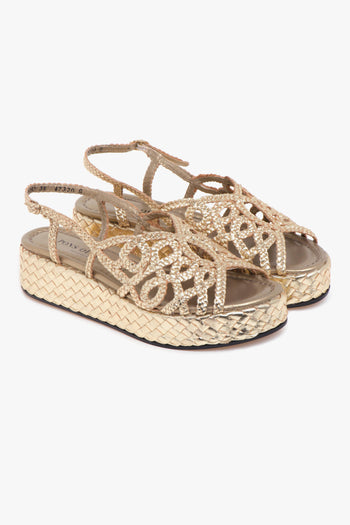 Sandalo in pelle intrecciata con platform - 2