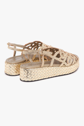 Sandalo in pelle intrecciata con platform - 3