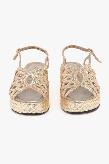 Sandalo in pelle intrecciata con platform - 5