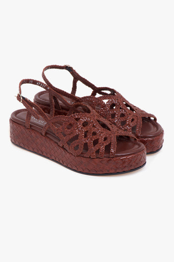 Sandalo in pelle intrecciata con platform - 2