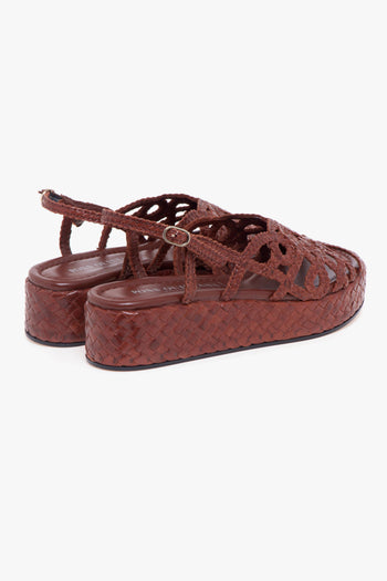 Sandalo in pelle intrecciata con platform - 3