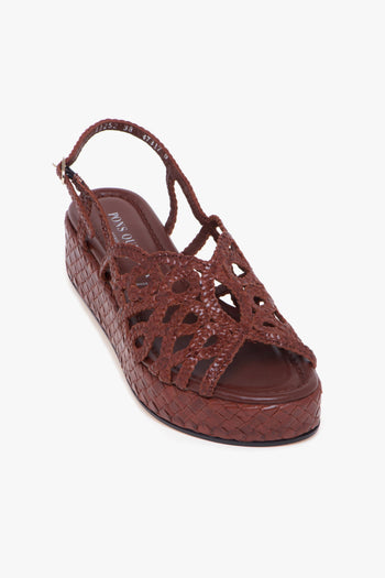 Sandalo in pelle intrecciata con platform - 4