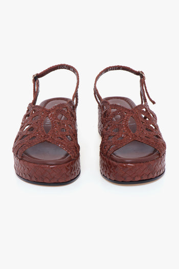 Sandalo in pelle intrecciata con platform - 5