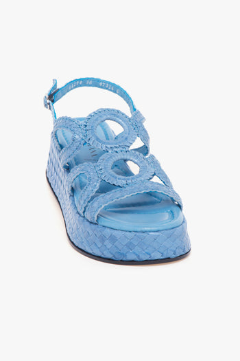 Sandalo flat in pelle intreccata e platform - 4