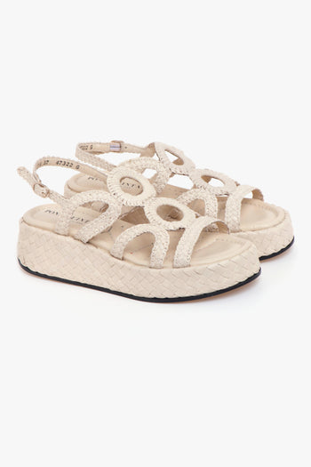 Sandalo flat in pelle intreccata e platform - 2