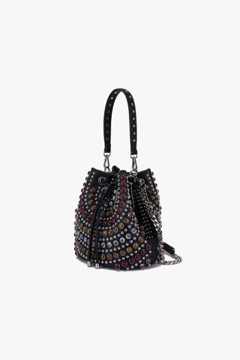 Borsa a secchiello Andromeda in ecopelle con borchie e pietre dure - 2