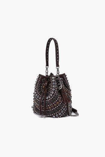 Borsa a secchiello Andromeda in ecopelle con borchie e pietre dure - 2