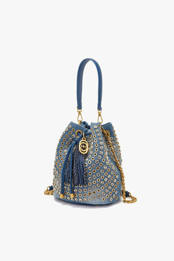 Secchiello Andromeda in denim con borchie e strass - 2