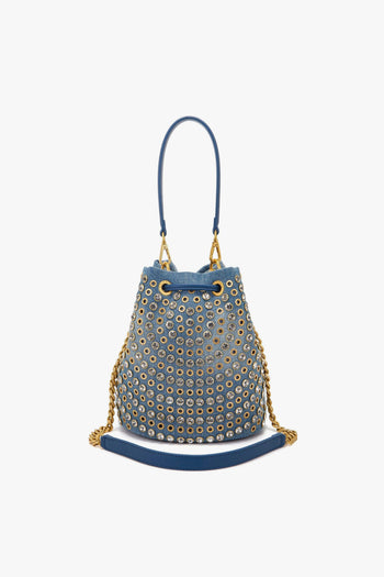 Secchiello Andromeda in denim con borchie e strass - 3