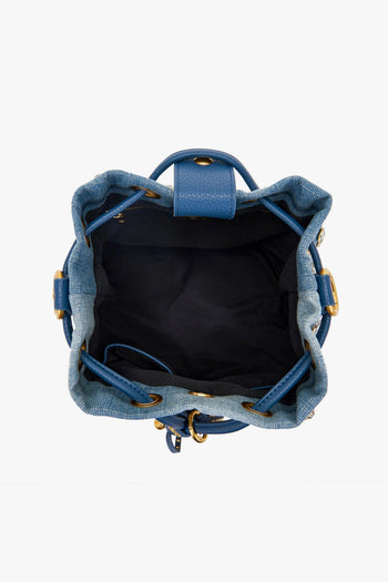 Secchiello Andromeda in denim con borchie e strass - 5