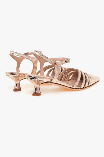 Sandalo slingback . in pelle laminata stampa rettile con tacco 55 mm - 3